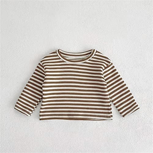 New Baby Boys Long Sleeve Shirt Crewneck Striped Soft Layering Fall Shirts for Newborn Base Layer Soft Clothes3