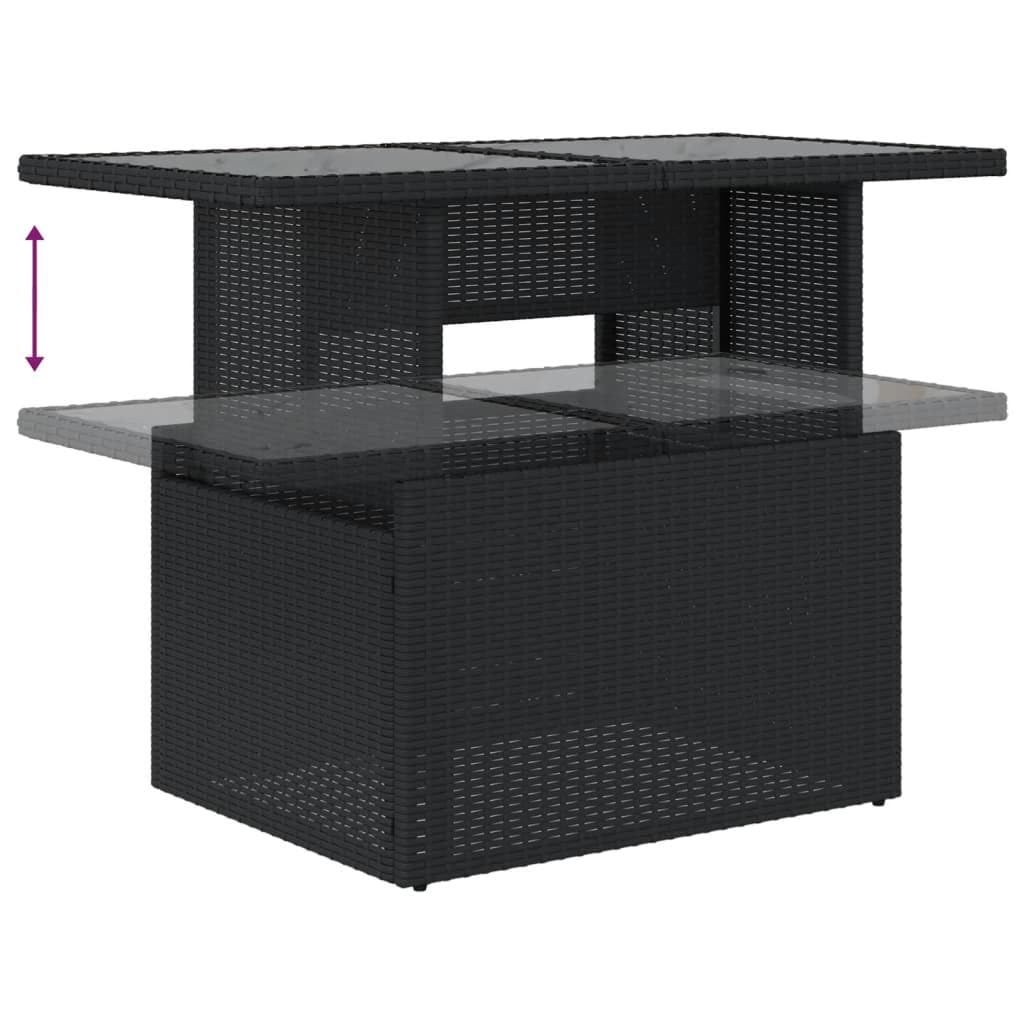vidaXL Tavolo da Giardino Piano in Vetro Nero 100x55x73 cm Polyrattan