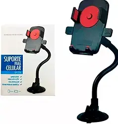SUPORTE AUTOMOTIVO PARA CELULAR COM HASTE FLEXIVEL E VENTOSAS