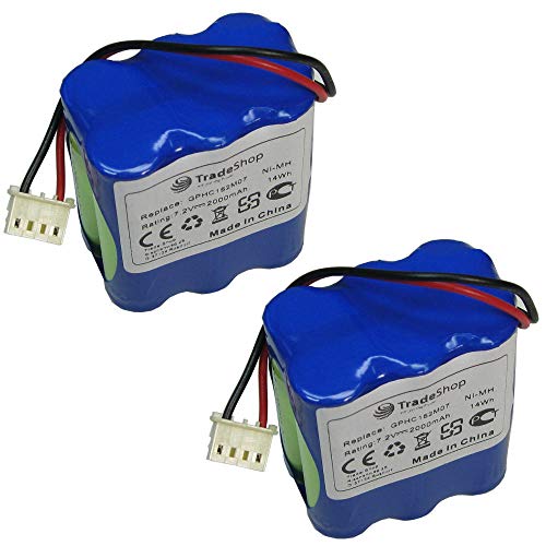 2x Trade-Shop Ni-MH Akku 7,2V / 2000mAh / 14Wh für iRobot Mint 4200 Mint Plus 5200 5200C Dirt Devil Evo M678 Mint 4200 ersetzt 4409709, GPRHC202N026,
