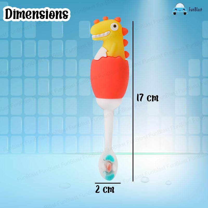 FunBlast Kids Toothbrush Animal Design Soft Tooth Brush, Extra Microfiber Soft Bristles Toothbrush For 3-6 Years Old Children, Manual Toothbrush For Kids, (Pack Of 2 Random Colour),Multicolour - Image 2 thumbnail