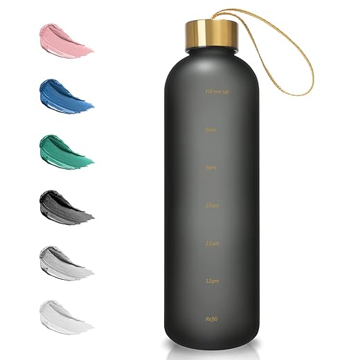 Opard 32oz Motivational Water Bottle with Time Marker to Drink, Reusable Plastic Bottle with BPA Free Tritan for Gym and Sports