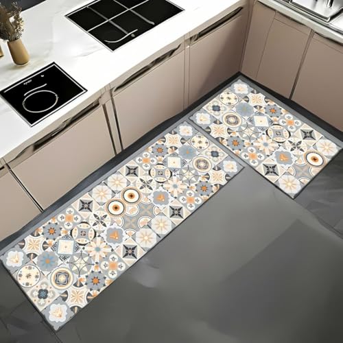 Image of Kitchen Anti Slip Mat for Floor, Waterproof Washable Kitchen Mats, Non Slip Kitchen Floor Mats for Home, Soft Mats for Kitchen, Kitchen Mats for Floor Anti Slip (MORROCO Style)