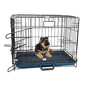 RvPaws Dog Cage - Powder Coated, Single Door Folding Metal Cage/Crate/Kennel with Removable Tray and Paw Protector for Dogs, Cats and Rabbits (Black, 18 Inch)