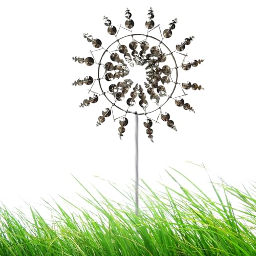 JIEBWCHA Einzigartige Und Magische Metall Windmühle, 31x2x93cm 3D Metall Windmühle, 3D Windrad Eisen, Wetterfestes Gartendeko Für Terrasse, Rasen, Innenhof Landschaft Dekoration