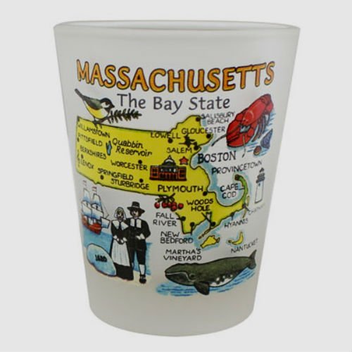 Massachusetts Map Frosted Shot Glass