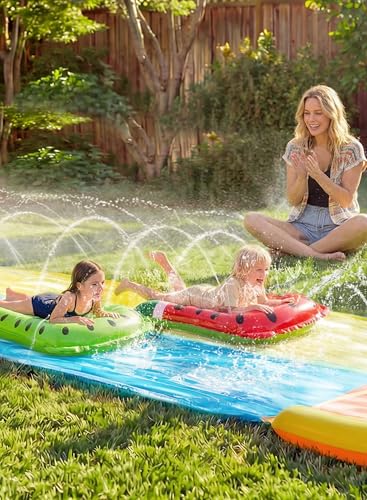 Sloosh Water Slides with 2 Inflatable Boards,22.5ft Double Lane Splash Slip Lawn Water Slide with Advanced Sprinklers Summer Toy for Kids Adults Fun Backyard Summer Outdoor, Orange - image 7