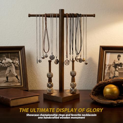 Wooden Baseball Ring & Necklace Stand – 12 Bat Posts, Sports Display Gift - image 6