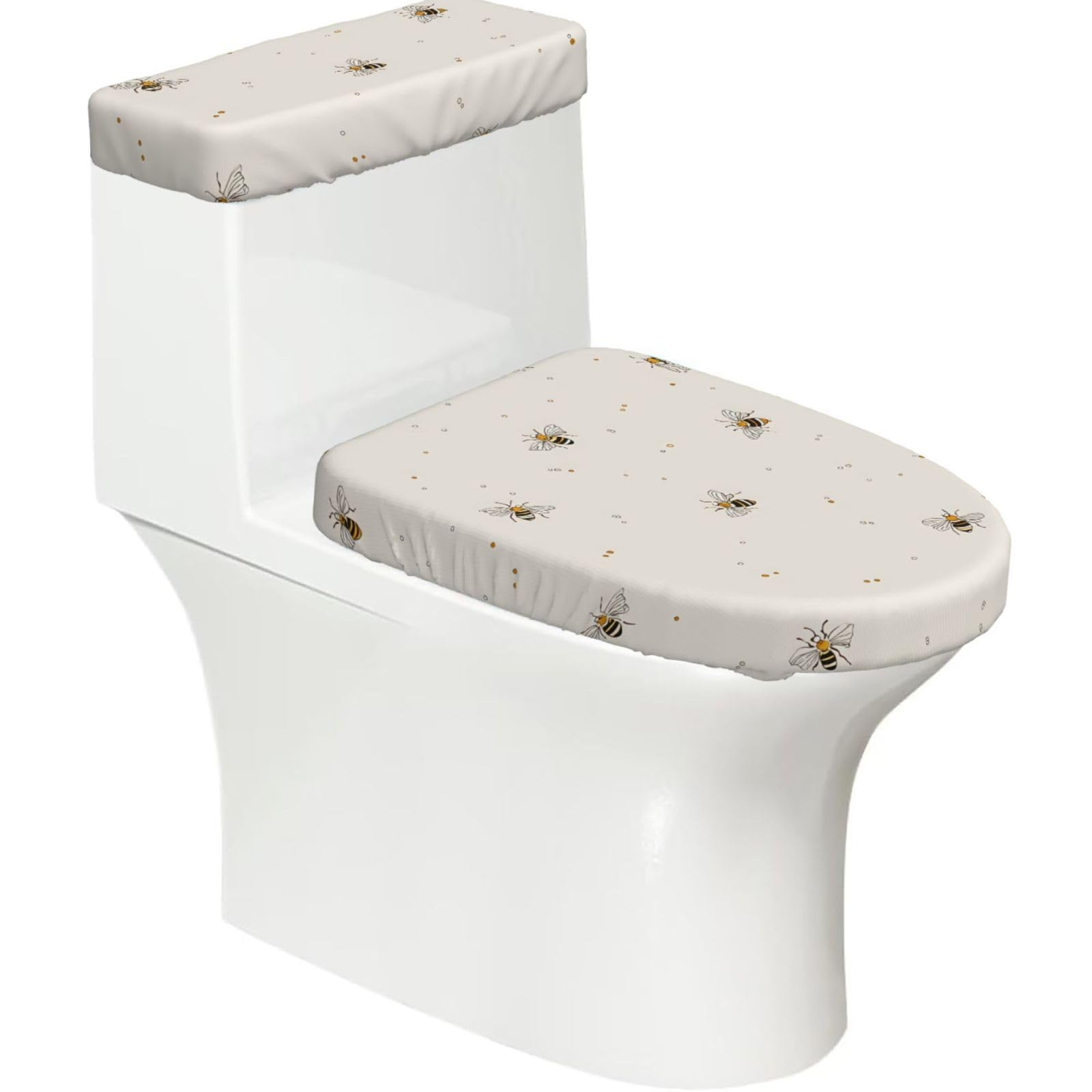 Swarm of Bees 2-Piece Toilet Seat Cover Set with Tank Lid, Elastic Fit for U-Shape & Elongated Toilets, Bathroom Decor, Housewarming Gift