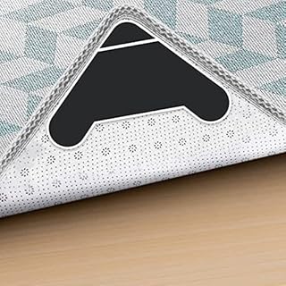 Rugs Grippers, Non Slip Dual Sided Rug Pads Grippers for Hardwood Floors and Tiles, Reusable Washable Adhesive Carpet Rug Tape for Area Rugs(Black)