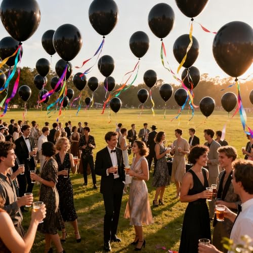 Image of 160pcs Black Balloons 12 Inch Matte Latex Balloons for Graduation Birthday Wedding Party Decorations