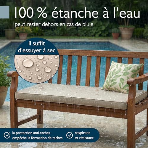 Beautissu Coussin Banc extérieur intérieur imperméable avec Housse Moelleux – vue 3