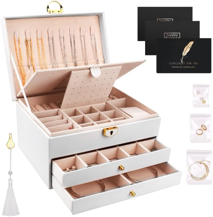 Scatola Portagioie TOSUTO A 3 Livelli - Organizer Per Collane, Anelli E Bracciali Con Tante Tasche - Foto 10