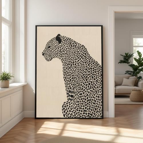 Guépard art mural animalier noir et blanc grand format 70x100cm sur toile