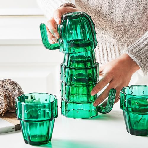 Set de 4 vasos cactus verde 8 pulgadas artesanal miniatura 2