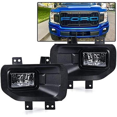 G-PLUS Clear Lens Fog Light Assembly For 2015-2017 Ford F150 - Includes H10 Halogen Bulbs, Pair