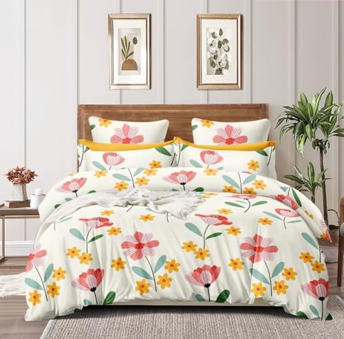 Image of Supersoft Microfiber Reversible AC Comforter /Duvet /Blanket /Quilt Double Bed - 90 inch x 100 inch inch - Rose Pink Colour (Floral Design) (Comforter ONLY)