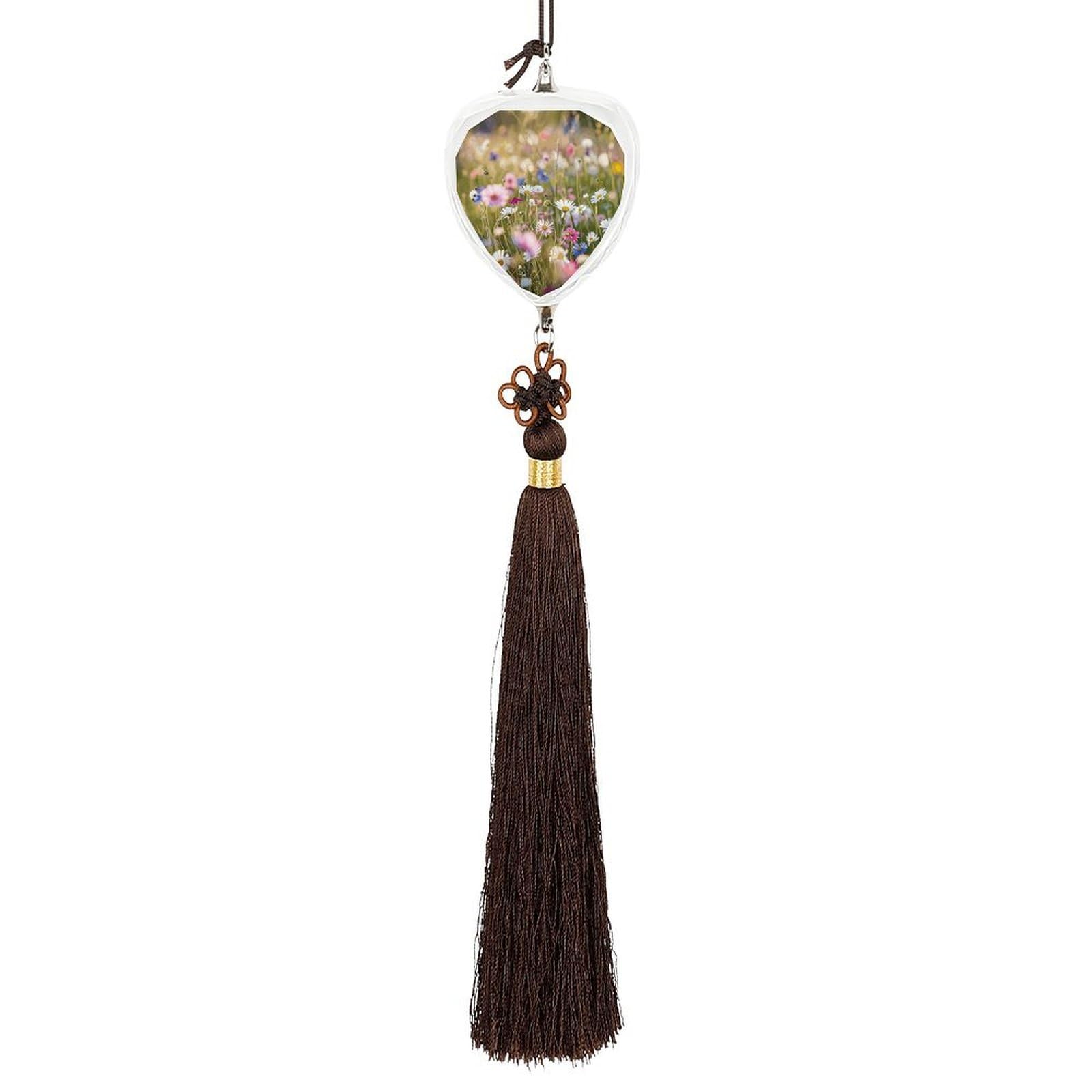 Crystal Car Pendant Charms Love Crystal Rear View Mirror Charms Flowers in The Field Auto Hanging Interior Ornament Pendant Car Interior Accessories for Women Men Auto Decor