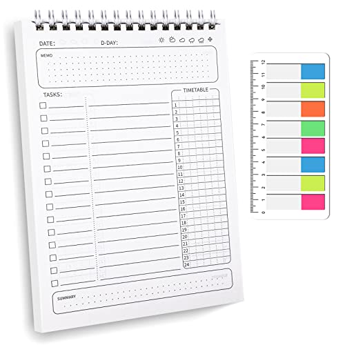 to Do List Pad, Undated Daily Planner 120 Pages A5 to Do List Notebook with Sticky Tabs, Tear Off Notepad Productivity Organizer with Hourly Schedule for Tasks