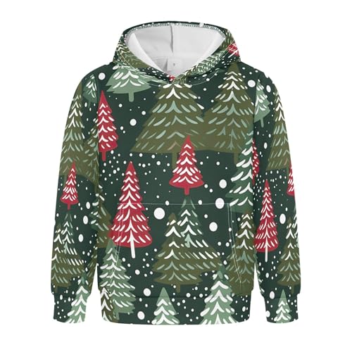 Kids Hoodies Sweaters Christmas Xmas Trees Hooded Sweatshirts with Big Pockets for Boys Girls B0400323