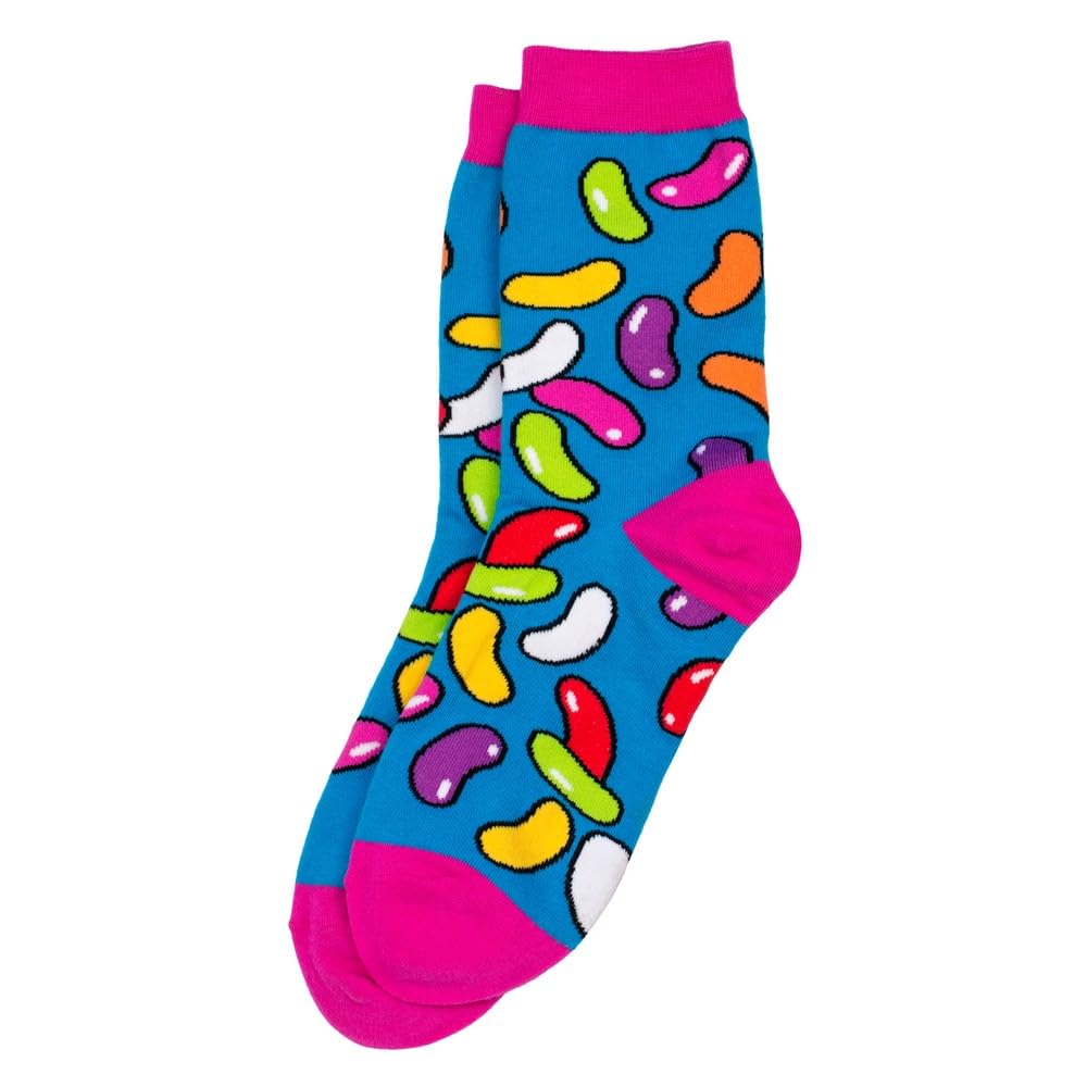 Joe Cool Women's Multicoloured Jelly Bean Novelty Socks – Fun Candy Print Cotton Crew Socks For & Teens