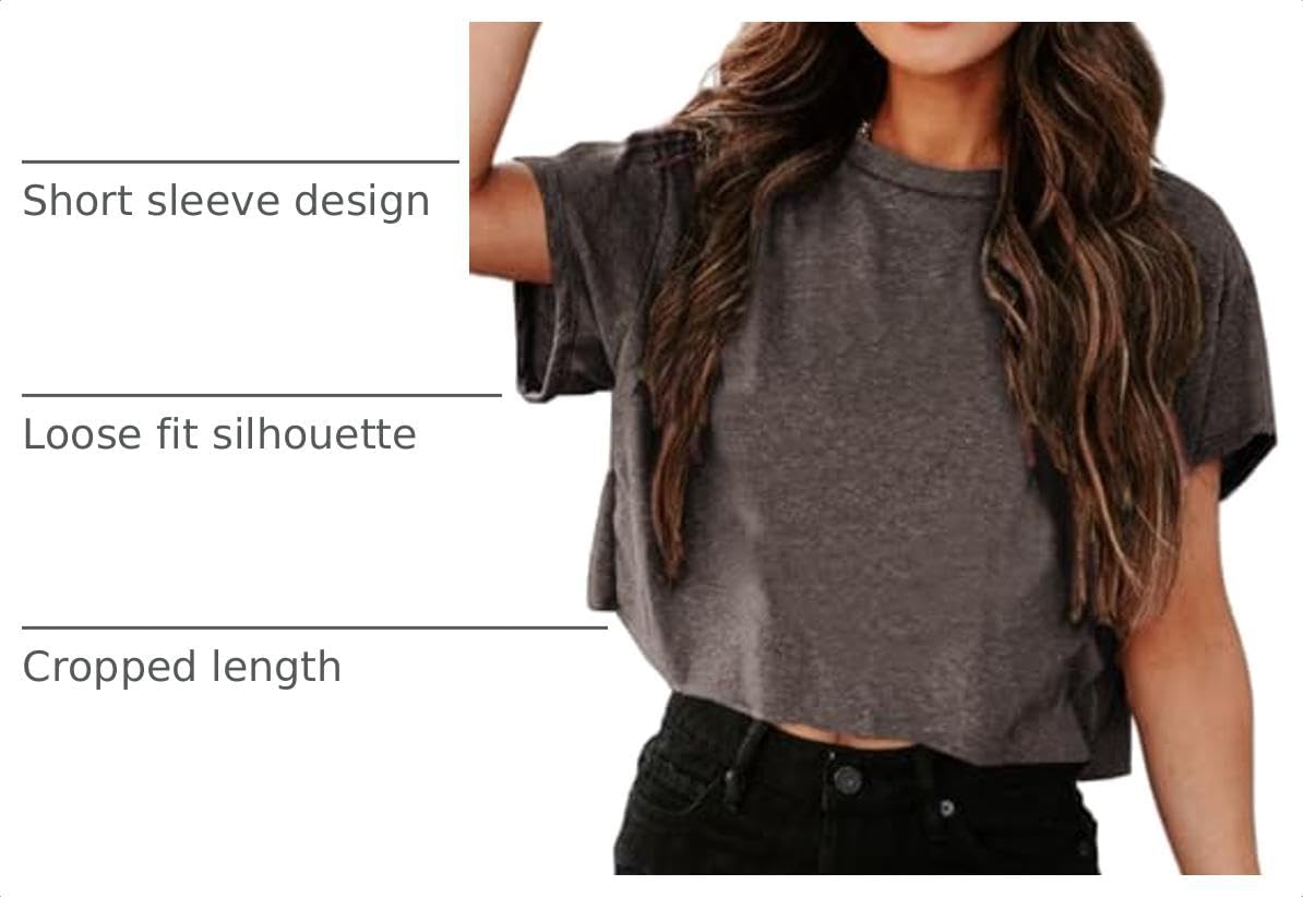 UNCLECAT Womens Cropped T Shirts Summer Basic Short Sleeve Crop Tops image 4