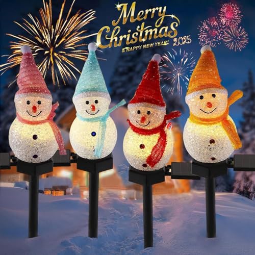 Absdefen クリスマス 飾り 屋外 雪だるま イルミネーション 4点セット イルミネーション 屋外 ソーラー 防水 クリスマス イルミネーション ソーラー 雪だるま ソーラーライト ガーデンライト 雪だるま 置物 自動点灯 消灯 雪だるま クリスマス 屋外 飾り 庭 歩道 芝生 おしゃれ 雰囲気作り