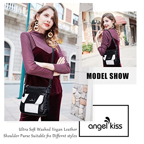 Image of Angelkiss Small Womens Crossbody Bag Leather Shoulder Purse for Women Hobo Bag with Adjustable Shoulder Strap