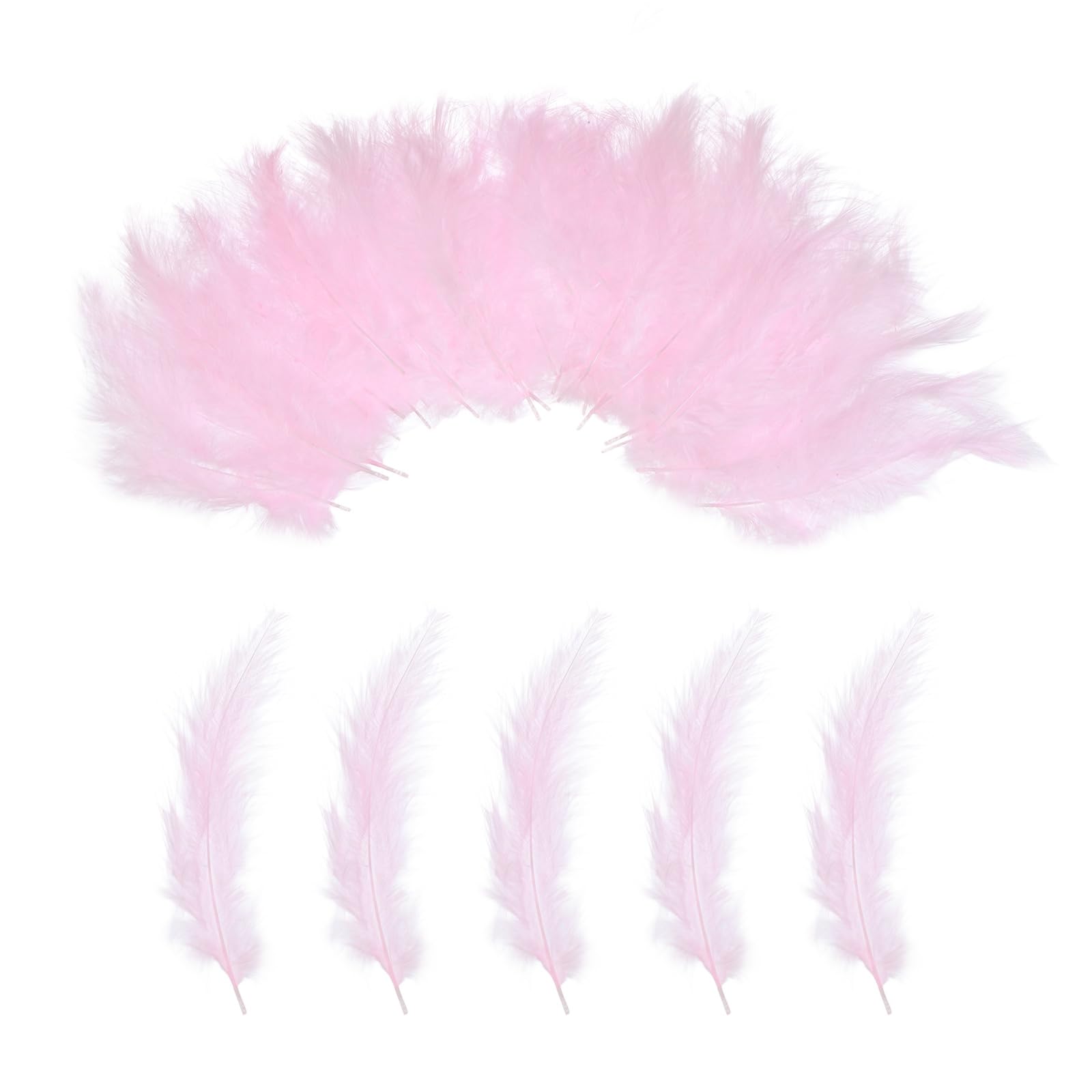 PATIKIL 200 Pack Fluffy Turkey Marabou Feathers,4-6 Inches Pure Pink Natural Turkey Feathers for Crafting Dream Catcher Fringe Trim Fly Tying Party Decorations