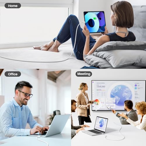 Image of ZeroneTeck USB C Cable 3.3FT, USBC 3.2 Gen 2X2 Cable, 4K Monitor Video Output, 20Gbps High Speed Data Transfer, 100W Fast Charging, for iPhone 17,MacBook,Dell,LG,ARZOPA,KYY,for Portable Monitor(White)