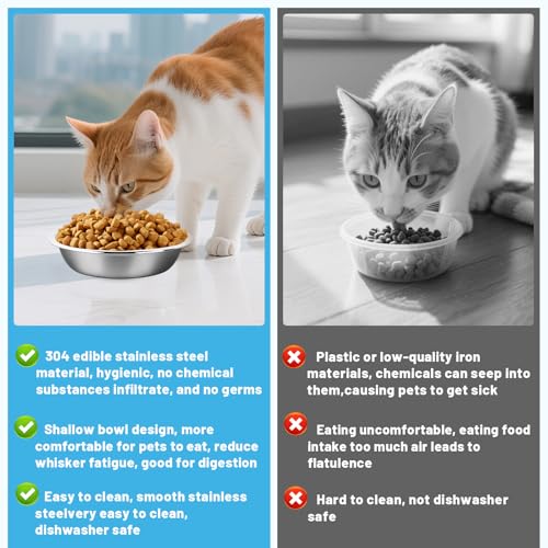 elzle Katzennäpfe, 3 Stück Fressnäpfe für Katzen Edelstahl, Spülmaschinenfest 5,5 Zoll Futternapf Katze, Ersatz für kleine Katzen und Hunde