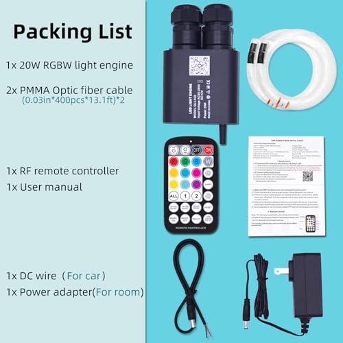 Image of Dual Color Twinkle Starlight Headliner Kit 800 Piece Starry Night Star Lights Ceiling 2 Color RGBW Bluetooth App Control Music Mode Fiber Optic Lights for Car Home Improvement 13.1ft /4m
