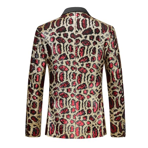 MOGU Men's Sequin Jacket Leopard Print Sparkly Glitter Blazer Shiny Dress Tuxedo Sport Coats for Party Prom Dinner Stage Club4