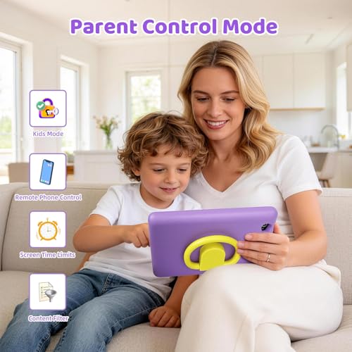 Tablet para Niños 10 Pulgadas, Tablet Infantil Android 16 Cinco Núcleos, 24GB RAM 128GB ROM, Pantalla IPS HD 1280×800, Batería 6000mAh, Control Parental, WiFi 6 Bluetooth (Morado) 4