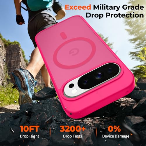 Image of SUPFINE Magnetic for Google Pixel 10 Pro Case /Pixel 10 Case with Screen Protector, (Built-in Magnets) ((Military Grade Drop Protection) Slim Translucent Shockproof Phone Case,Hot Pink