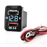 TK-SERVICE トヨタ車用 電源ソケット QC3.0 急速充電 USBポート PDポート 電圧表示 スマホ・タブレット充電器 USB電源 スイッチホール トヨタ 増設キット トヨタＡタイプ（33x22.5mm） レクサス ダイハツ スズキ スバル (Aタイプ)