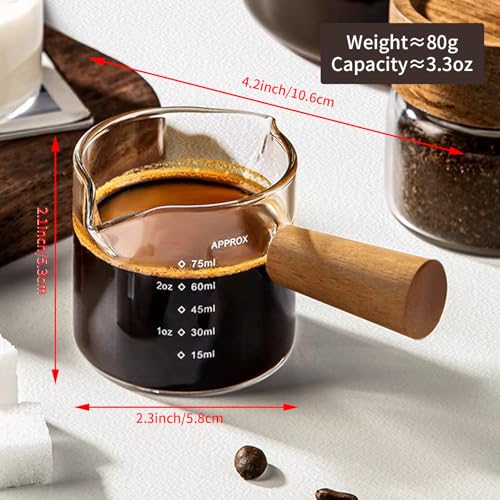Set de 2 vasos medidores de espresso con mango de madera miniatura 6