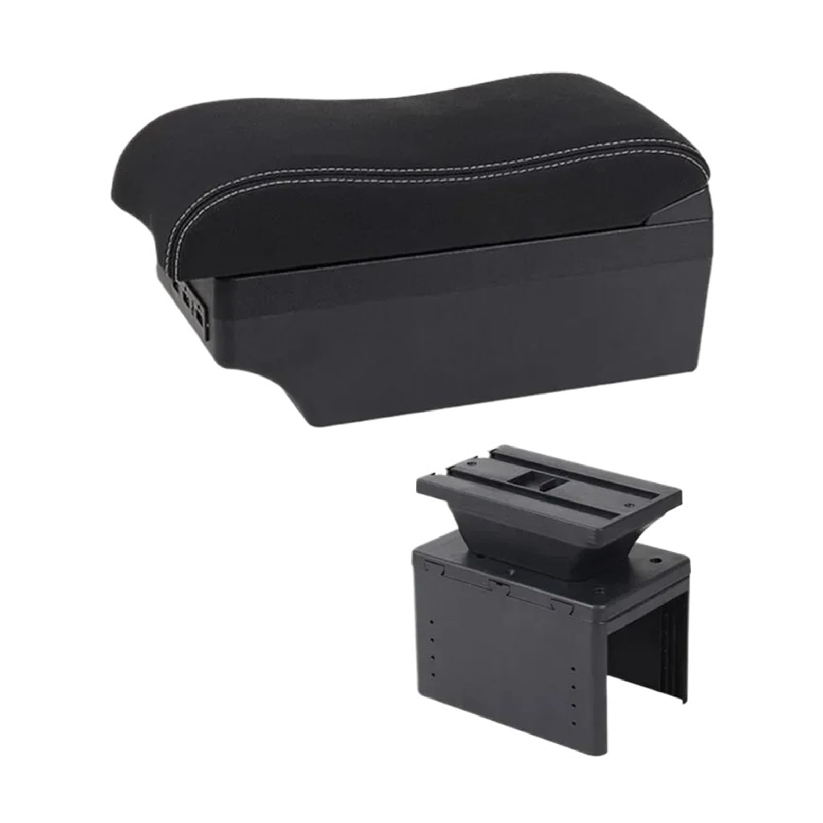 Ggwqoops Car Armrests For Citroen For C3 Armrest Center Storage Box Leather Arm Rest Console USB Led Armrest Box(E2 White Line)
