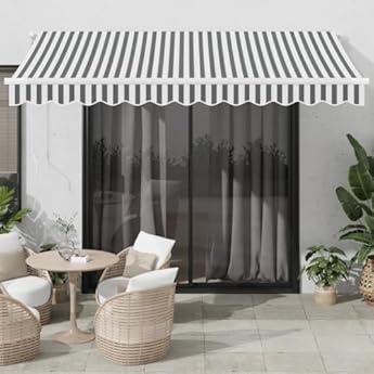 Foto di Tenda Retrattile Automatica Antracite e Bianco 350x250 cm per Patio, Tenda da Sole Elettrica con Telecomando per Esterni, Tessuto Resistente ai Raggi UV e Alluminio