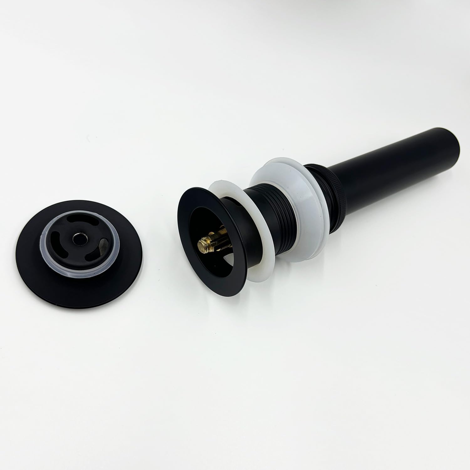 Ochine Paquete de 2 desagües para fregadero de baño con desbordamiento, tapón de drenaje desplegable de acero inoxidable, tapón de drenaje desplegable de empuje y sellado