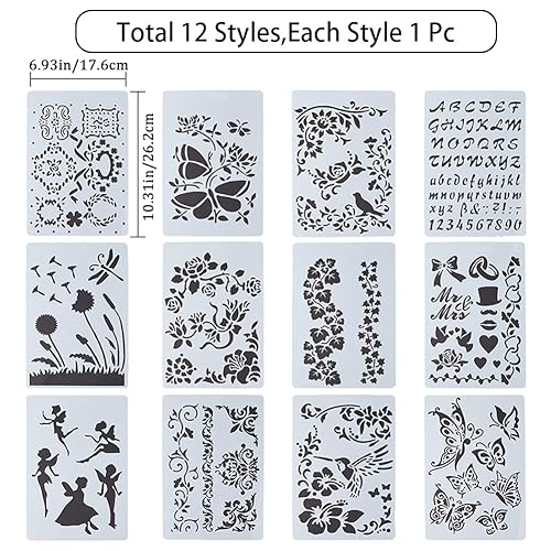 GORGECRAFT 12 Style Border Stencils for Furniture Painting, Letter Number Stencils, Journal Lvy Leaf Vine - Image 2