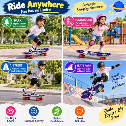Image of Kids Skateboard Space Astronaut Graphic Design 79 cm Board for Beginners