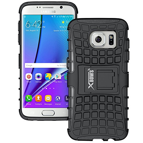 Galaxy S7 Edge Case, Xbows [Rugged Wave] Slim Durable Protective Shockproof Case Built-in Kickstand for Samsung Galaxy S7 Edge (Black)