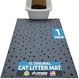 Drymate XL Original Cat Litter Mat, Contains Mess from Box, Protects Floors, Urine-Proof, Machine Washable, Soft on Kitty Paws, Absorbent, Waterproof (USA Made, Recycled Content) (28”x36”)(GreyStripe)