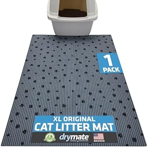 Drymate Cat Litter Box Mat, Litter Trapping Mat, Waterproof, Urine-Proof, Absorbent, Machine Washable, Soft on Paws, Contains Mess, Protects Floors, Kitten Supplies, Dark Grey, 28×36 XL
