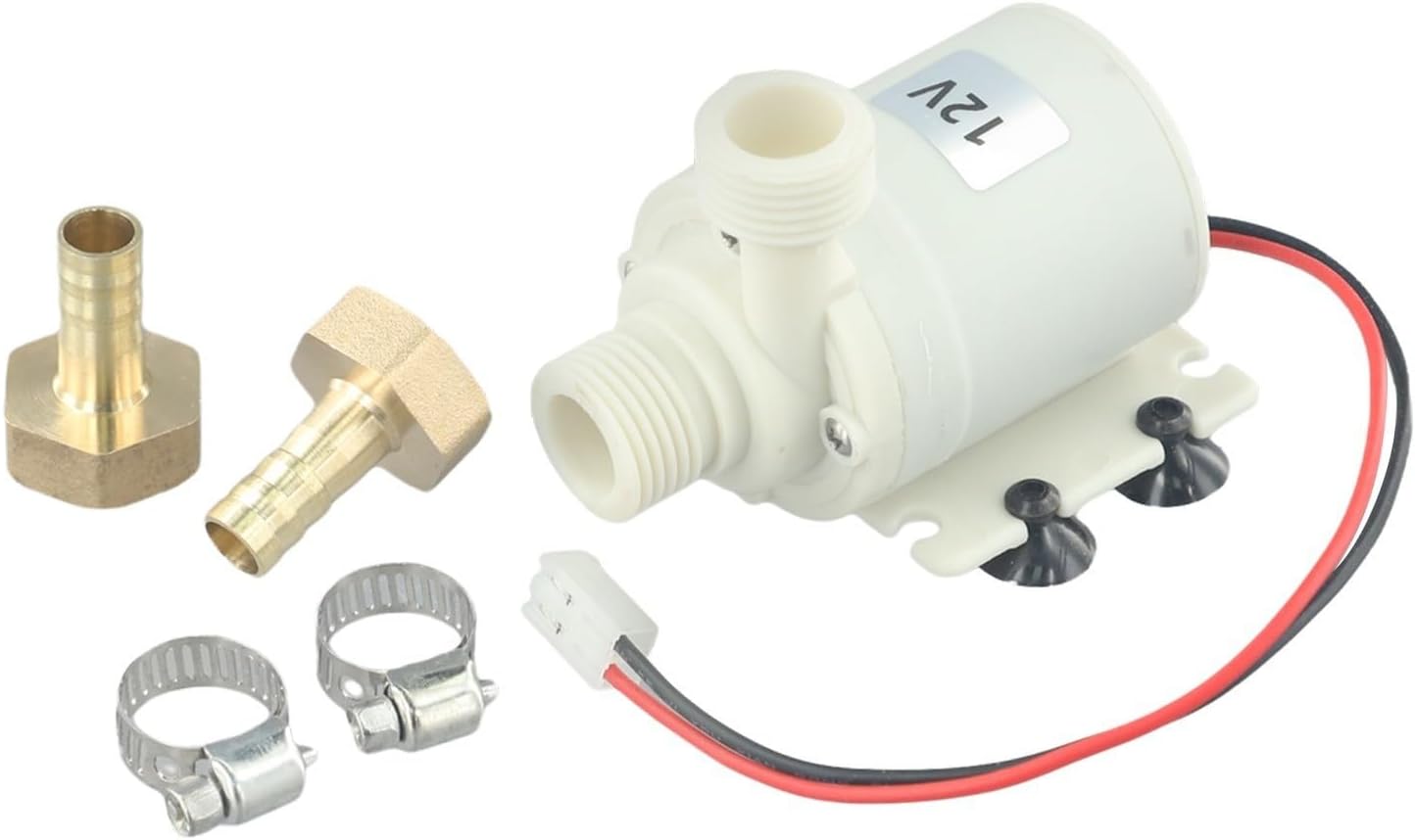 12V DC Brushless Solar Water Pump for Hot Water Recirculation & Solar Thermal Systems – Quiet 30dB, Brass Body, 1/2" BSP/NPT Thread, 8 L/min, 3 m Head