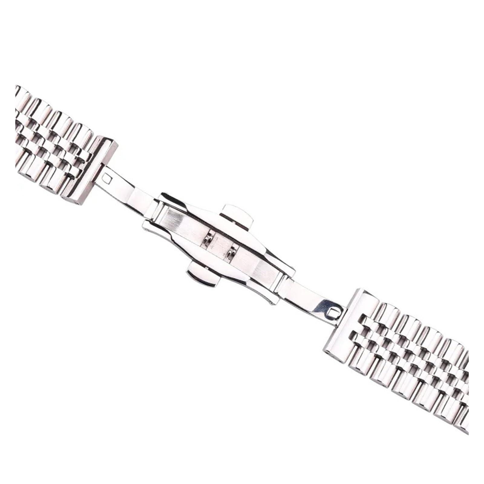yingyingjia Pasek Do Zegarka Ze Stali Nierdzewnej Bransoleta Z Polerowanego Metalu W Kolorze Srebrnym Zapięcie Na Dwa Guziki I Motylkową Klamrę Paski Do Zegarków 16 Mm Do 22 Mm