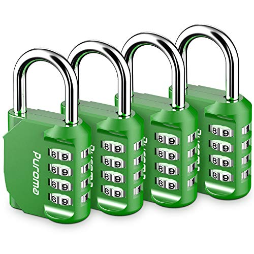 Puroma 4 Pack Combination Lock 4 Digit Padlock for School Gym Locker, Sports
