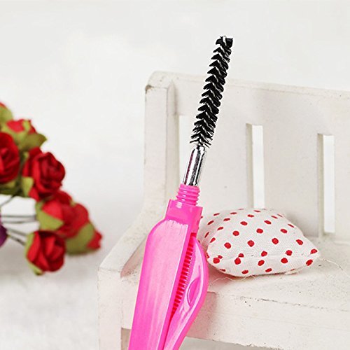 FRCOLOR 4 Pcs Disposable Eyelash Brush Comb Foldable Mini Eyelash Brush and Comb Set Portable Spoolie Tool for Separation Mascara Application Travel and Home Use