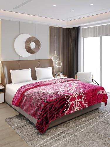 Image of Monte Carlo Unisex Roman Plus Double Bed No Reversible 1 Ply 550 GSM | 3 KG Heavy Winter Blanket (160 X 220) (220 X 240) (Red White)